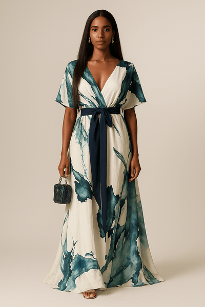 Abito™ | Watercolor Effect Long Dress