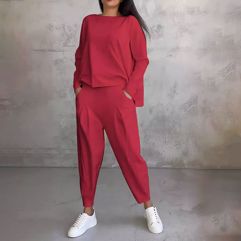 Lea | Two-piece set with long-sleeve top and wide-leg pants
